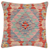 handmade Traditional Pillow Red Blue Hand-Woven SQUARE 100% WOOL Hand woven turkish pillow2' x 2'